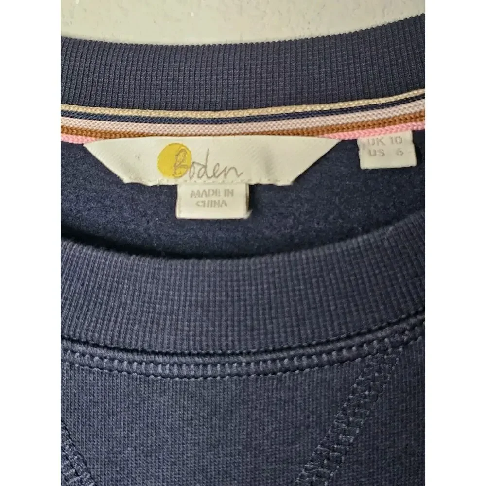 Boden Navy Women’s Sweatshirt Ruffle Sleeves Floral Design - Size 6 - Picture 5 of 13